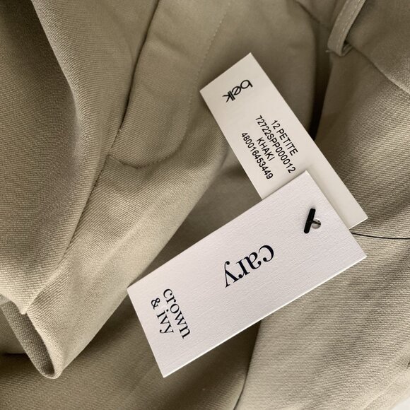 Crown & Ivy Petite Pants Cary Style Straight Ankle Stretch Khaki Size 12P NWT - Picture 7 of 9